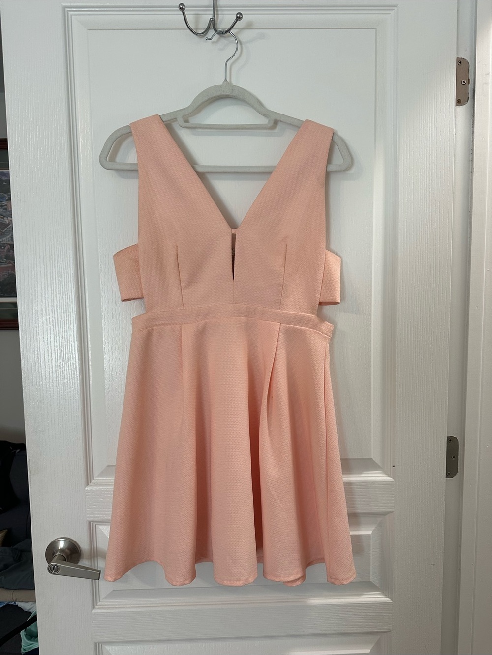 Sleeveless Deep V-Neck Peach Formal Dress
